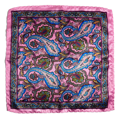 Pink & Blue Paisley Pocket Square