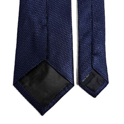Navy Blue Silk Grenadine Tie - Handmade