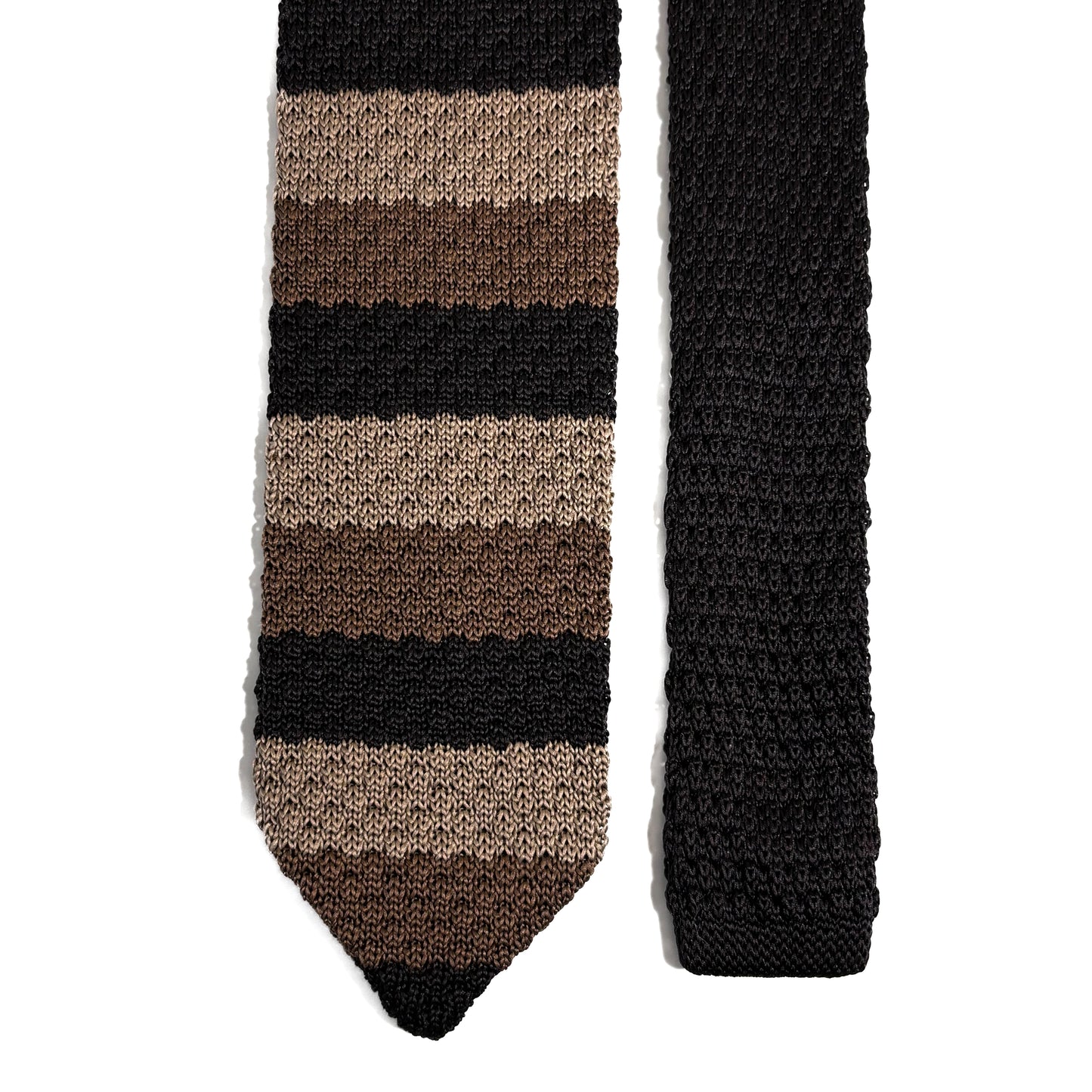 V-Tip Brown & Beige Striped Knitted Tie