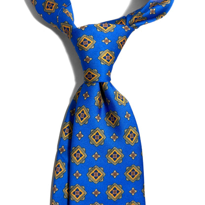 Electric Blue & Yellow Geometric Printed Tie