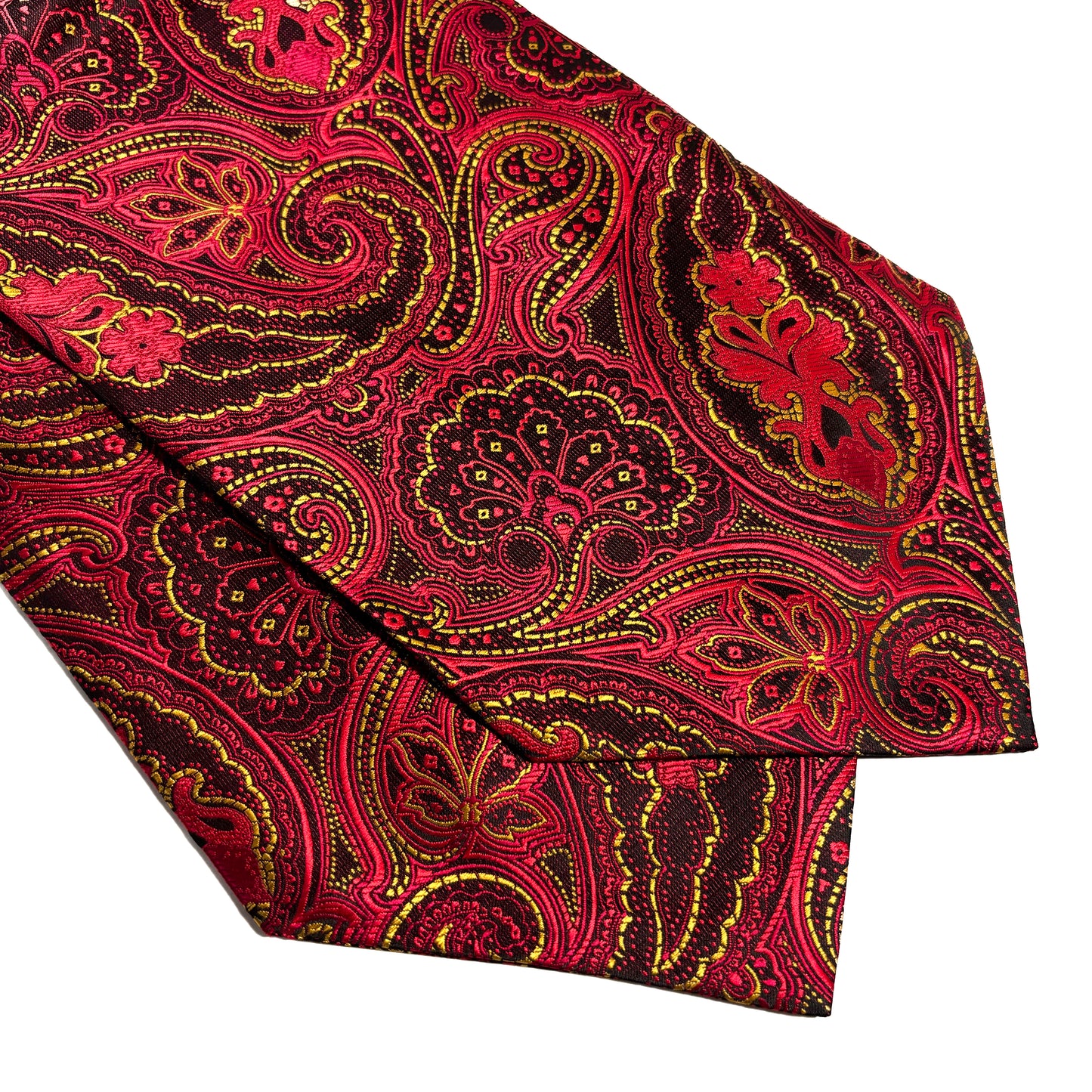 Red & Yellow Paisley Jacquard Cravat/Ascot