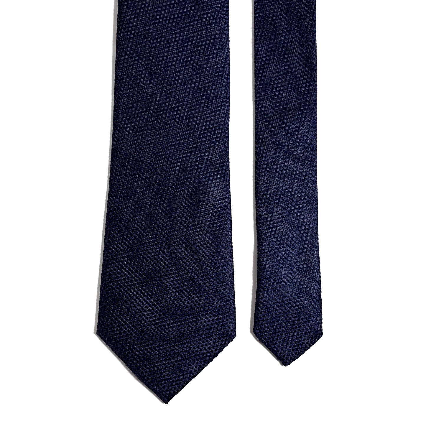 Navy Blue Silk Grenadine Tie - Handmade