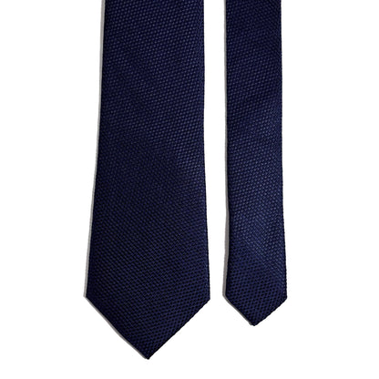 Navy Blue Silk Grenadine Tie - Handmade