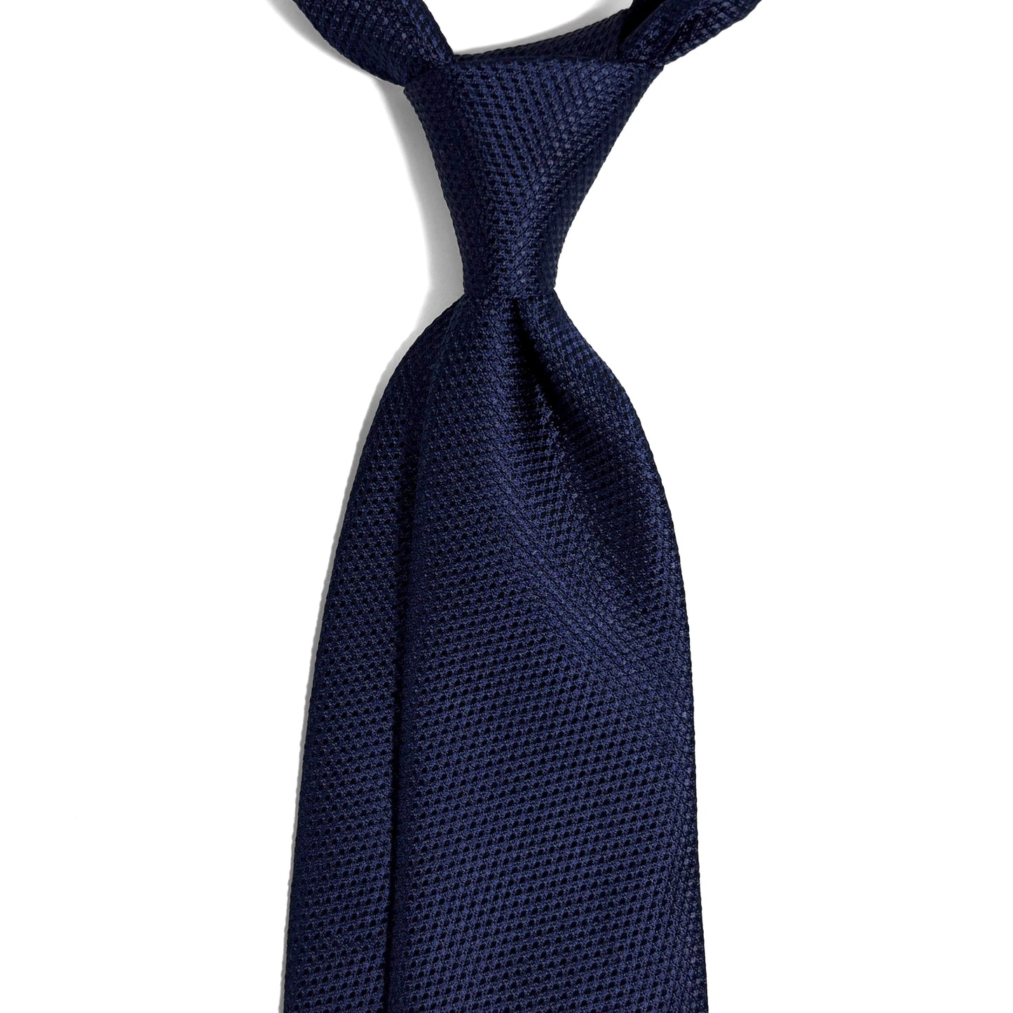 Navy Blue Silk Grenadine Tie - Handmade