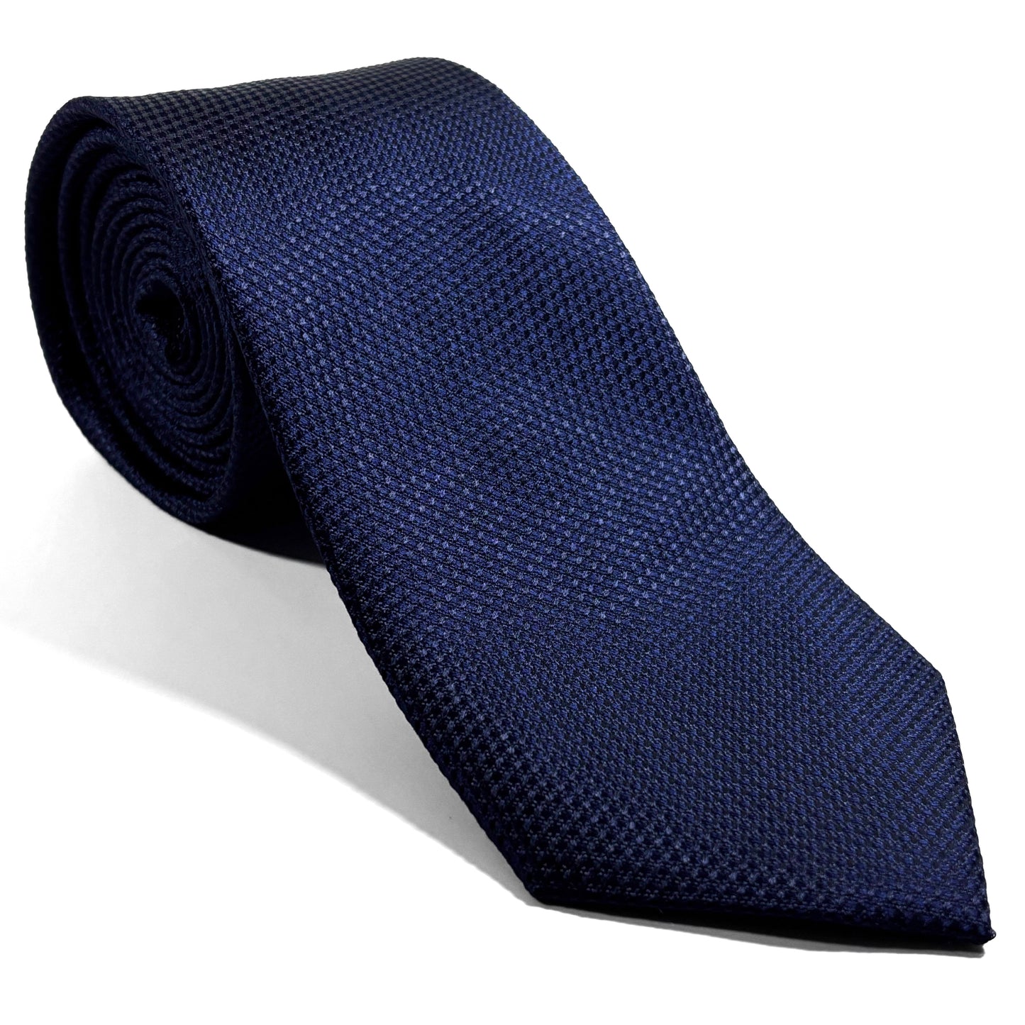 Navy Blue Silk Grenadine Tie - Handmade