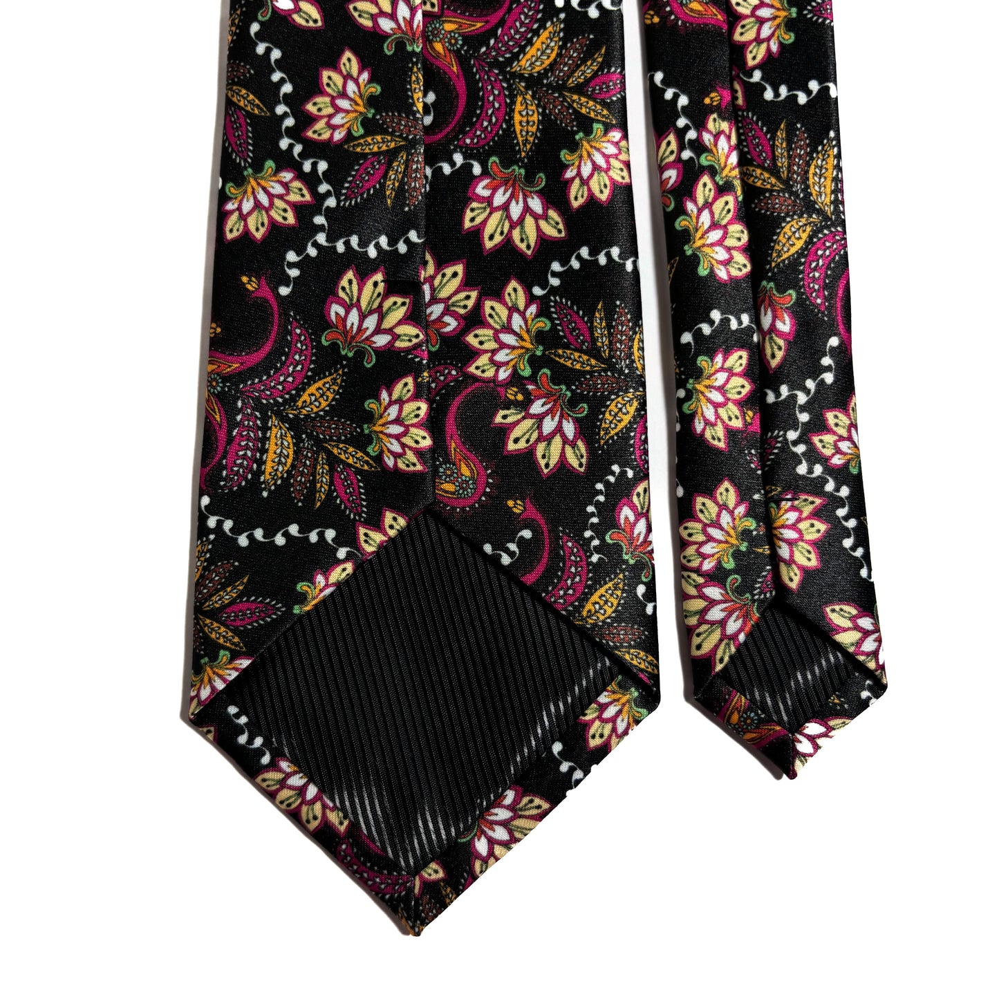 Black Floral Motif Printed Tie