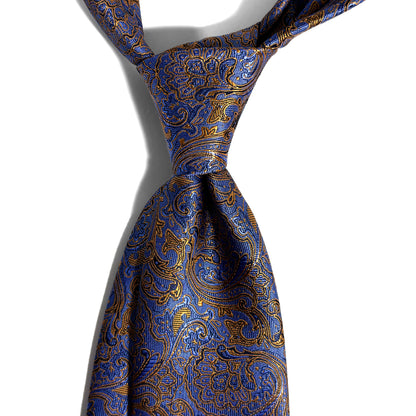 Light Blue & Gold Paisley Jacquard Tie
