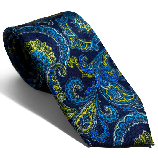 Stormy Seas Blue Paisley Printed Tie