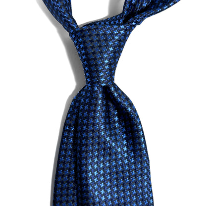 Navy Blue Houndstooth Jacquard Tie