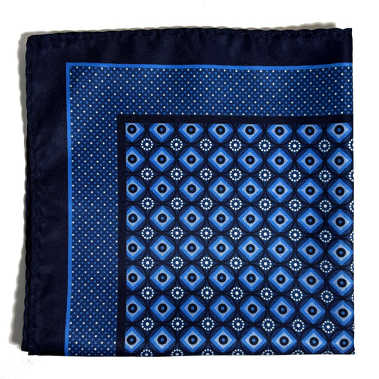 Navy Blue Geometric Pocket Square