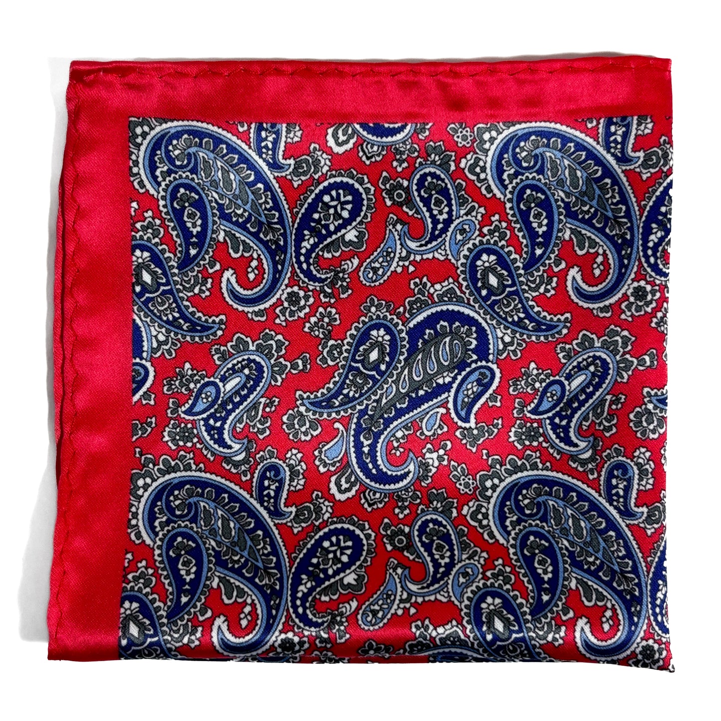 Coral Red Paisley Pocket Square