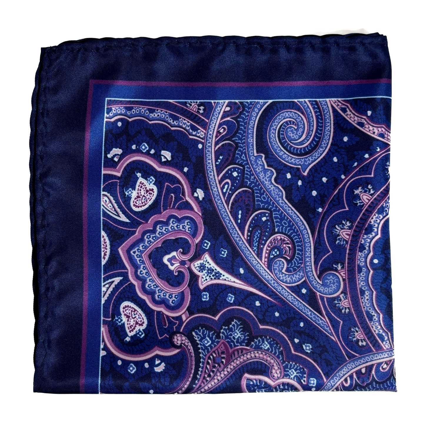 Navy Blue & Purple Paisley Pocket Square