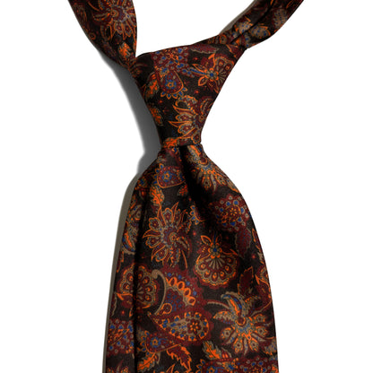 Dark Brown Floral Printed Tie