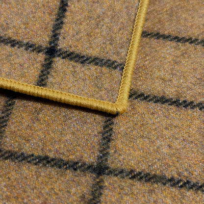 Mustard Yellow Windowpane Wool Pocket Square