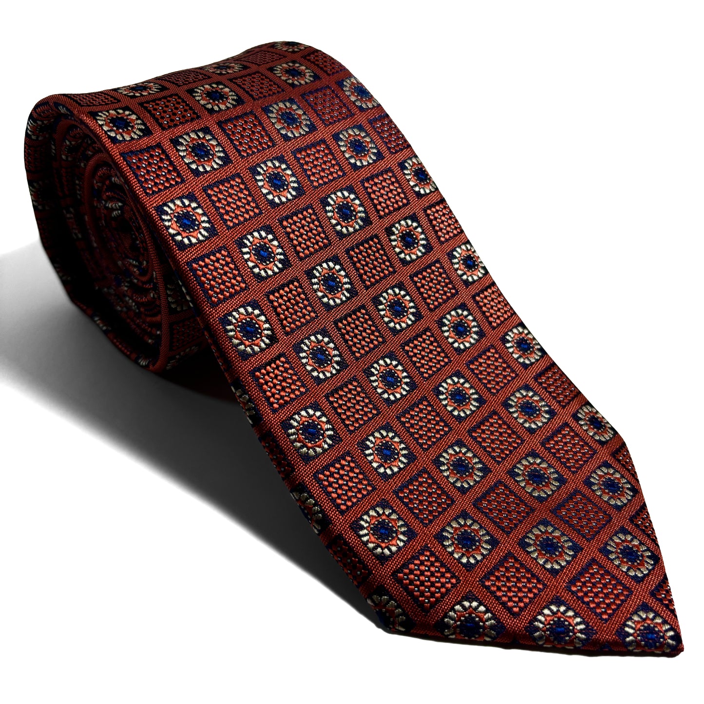 Copper Orange Floral Geometric Jacquard Tie