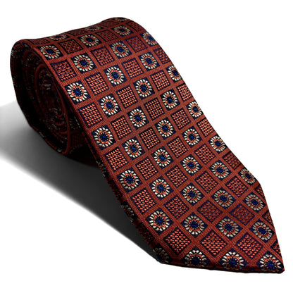 Copper Orange Floral Geometric Jacquard Tie
