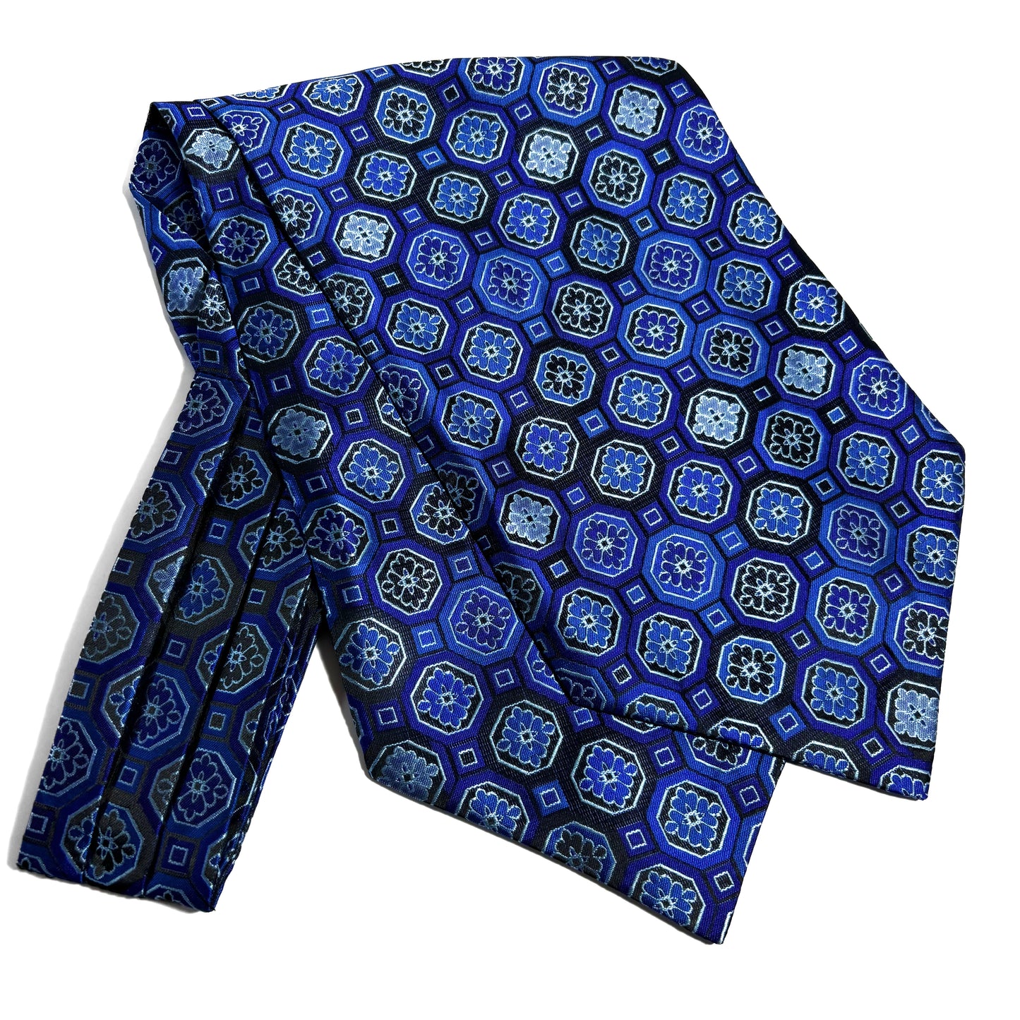 Royal Blue Geometric Jacquard Cravat/Ascot