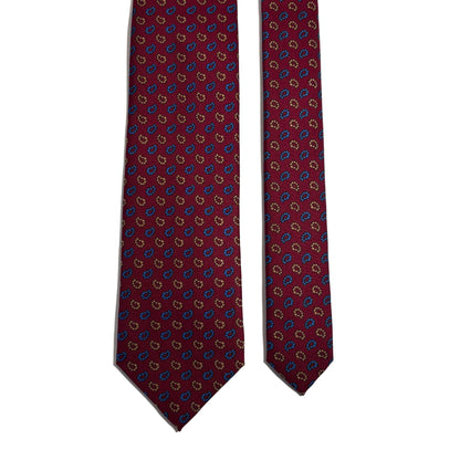 Hand-Printed Burgundy Paisley Silk Twill Tie - Handmade in England
