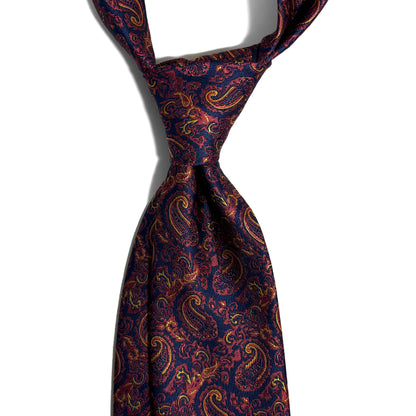 Navy Blue & Gold Paisley Jacquard Tie
