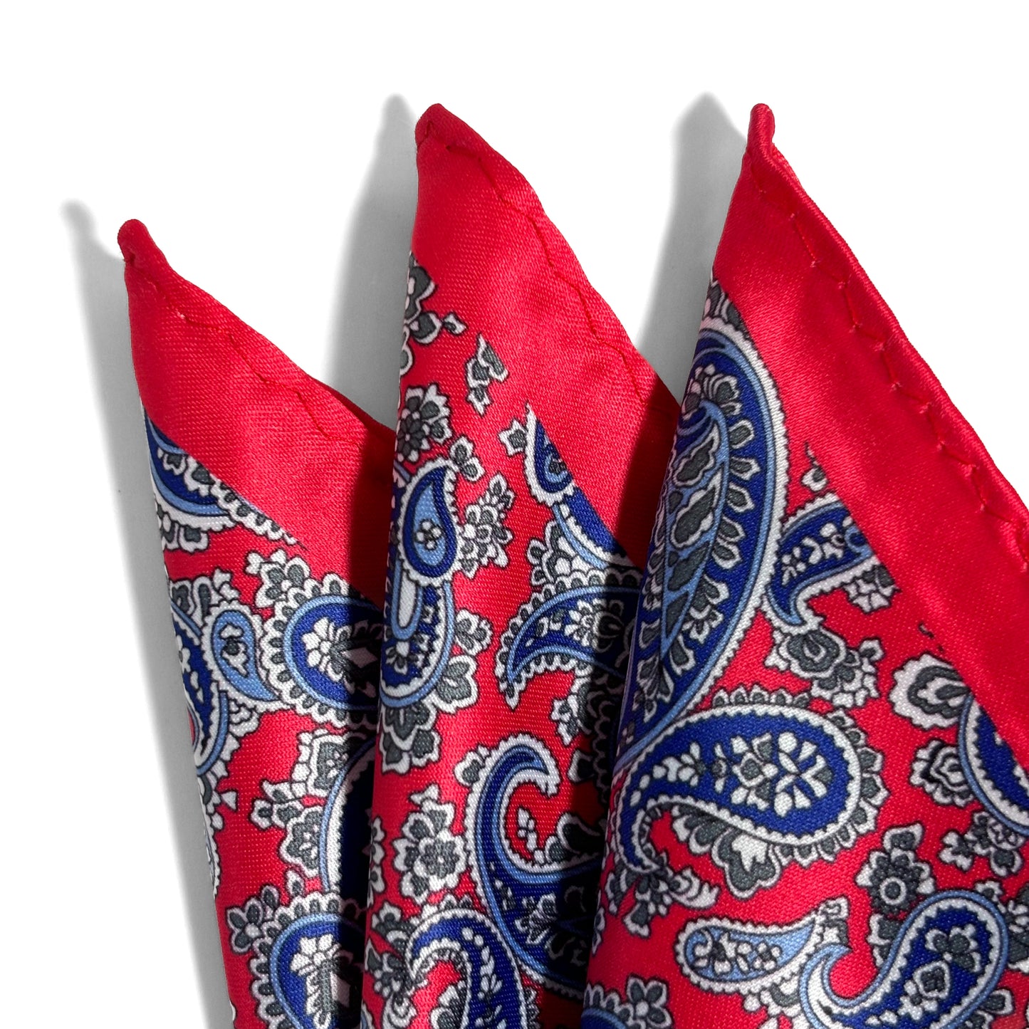 Coral Red Paisley Pocket Square