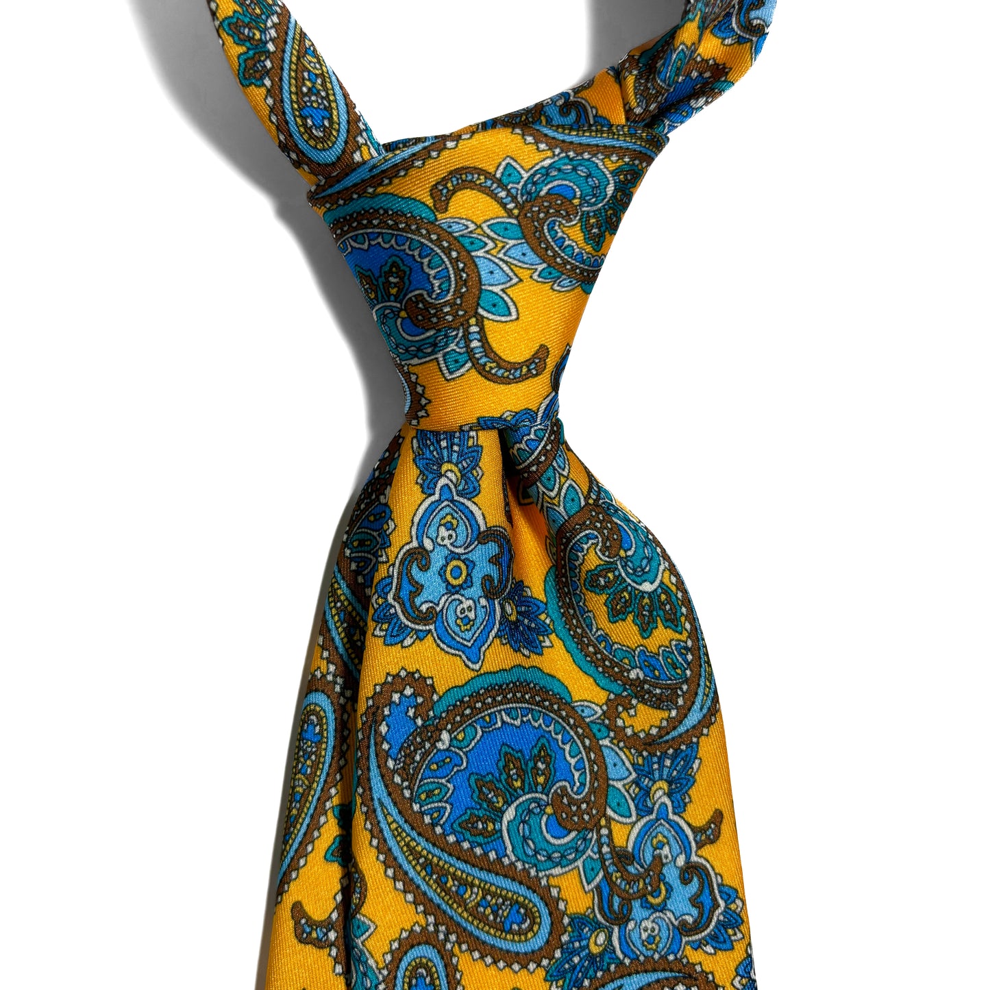 Yellow & Blue Paisley Printed Tie