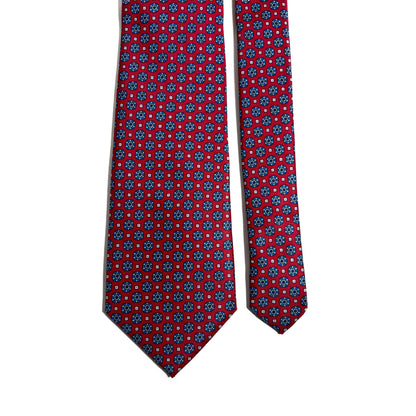 Red & Blue Floral Printed Tie