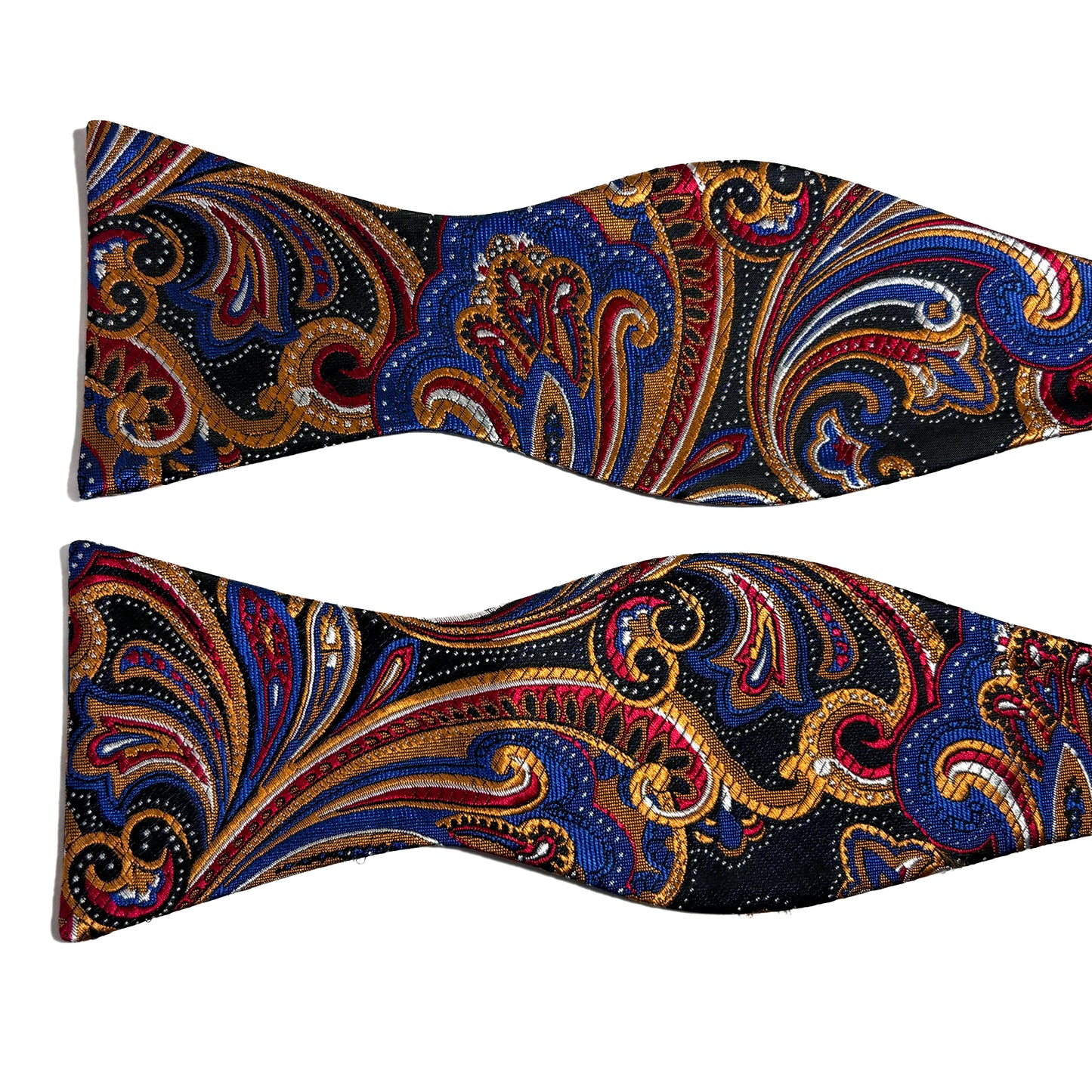 Self-Tie Black & Gold Paisley Silk Bow Tie