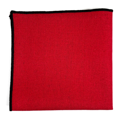 Red & Black Linen/Cotton Pocket Square