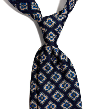 Navy Blue Geometric Silk Tie