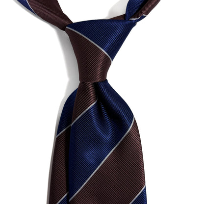 Brown & Blue Striped Repp Tie