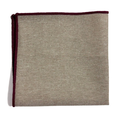 Dark Beige & Mauve Linen/Cotton Pocket Square