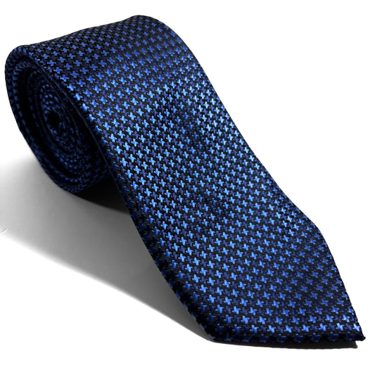 Navy Blue Houndstooth Jacquard Tie