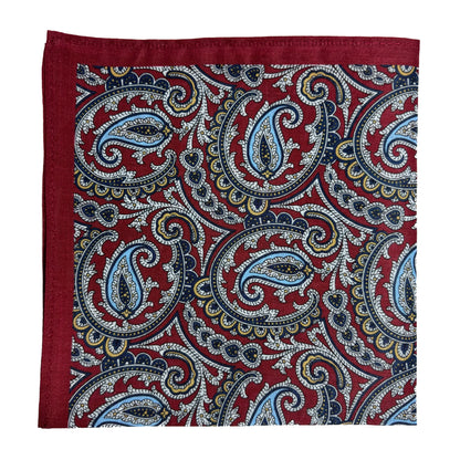 Burgundy Paisley Ramie Pocket Square