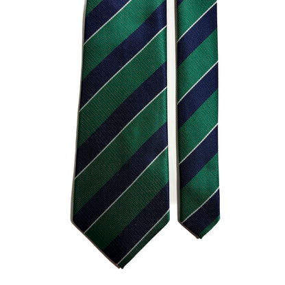 Navy Blue & Green Striped Repp Tie