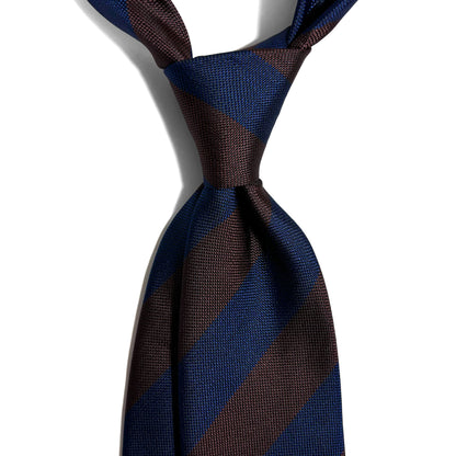 Navy Blue & Brown Striped Tie