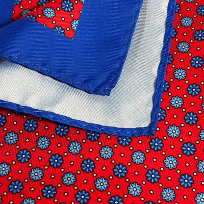 Red & Blue Floral Pocket Square