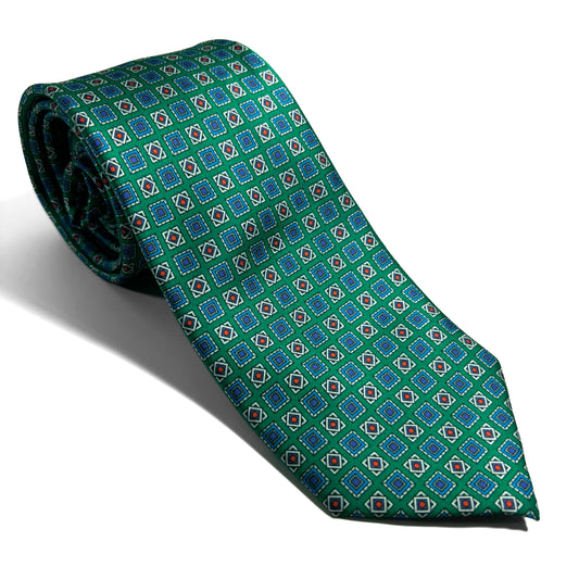 Green Geometric Printed Tie