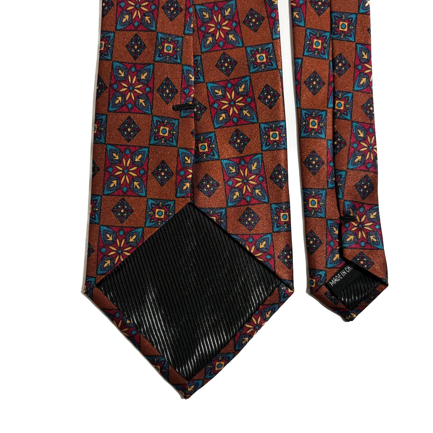 Wide Brown Large Geometric Printed Tie