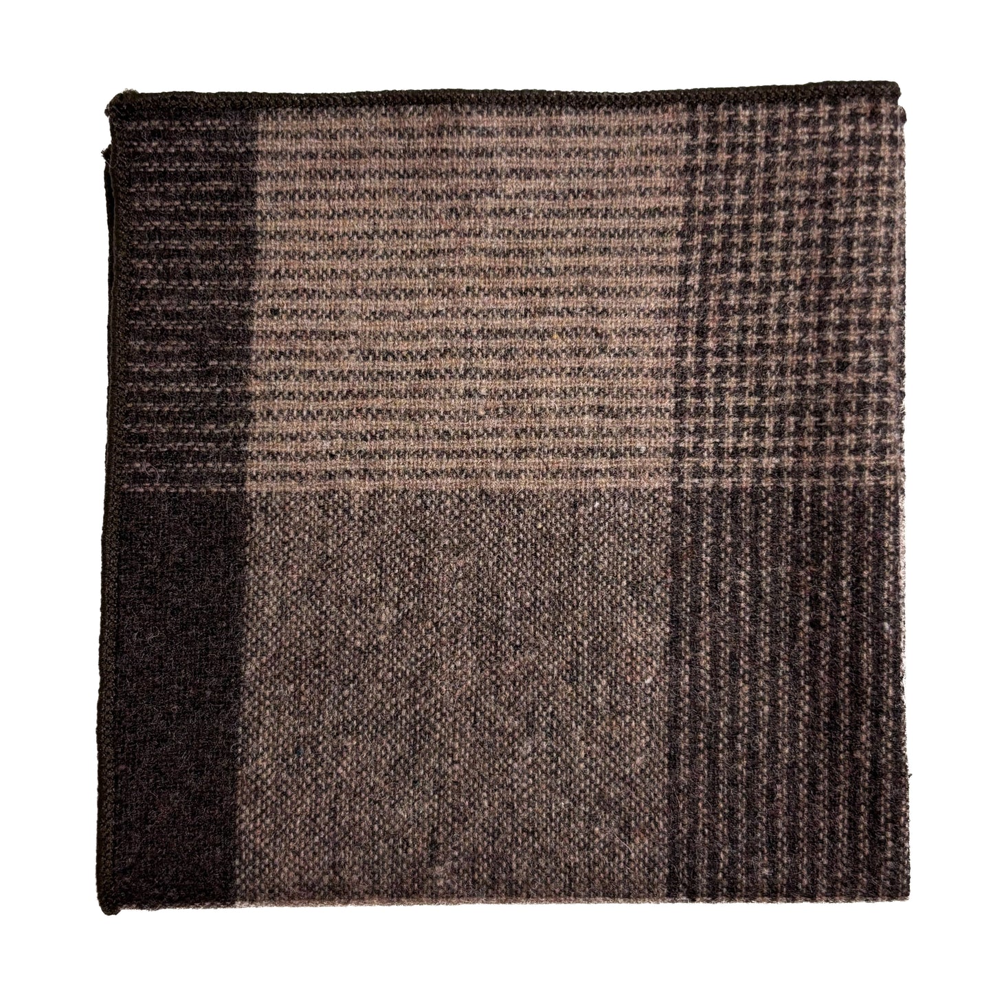 Brown Plaid Wool Pocket Square