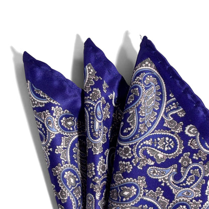 Indigo & White Paisley Pocket Square