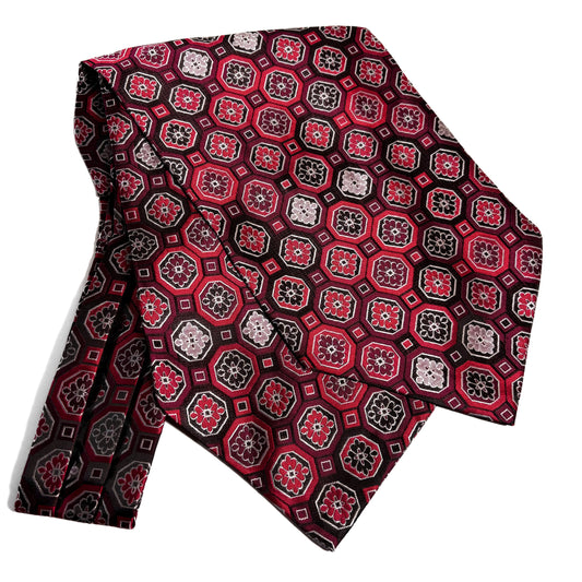 Burgundy Geometric Jacquard Cravat/Ascot