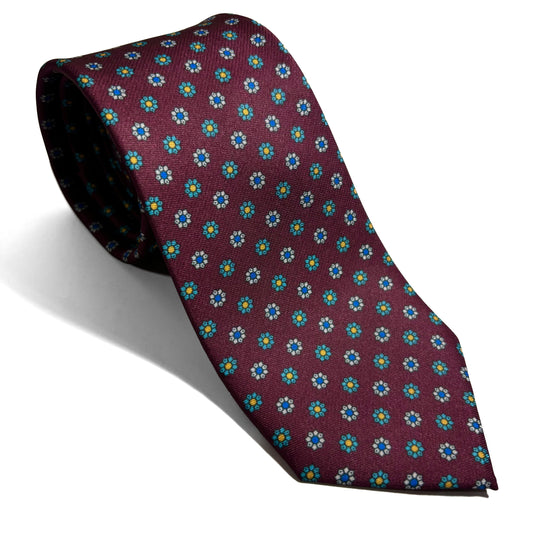 Burgundy Floral Printed Tie