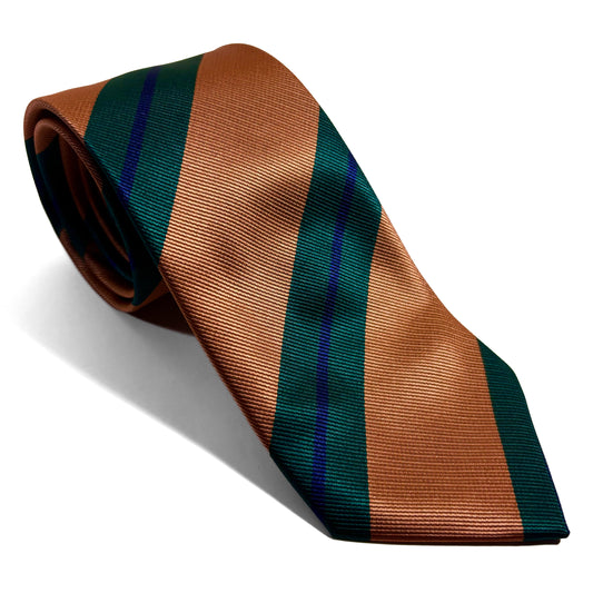 Burnt Orange & Green Striped Repp Tie