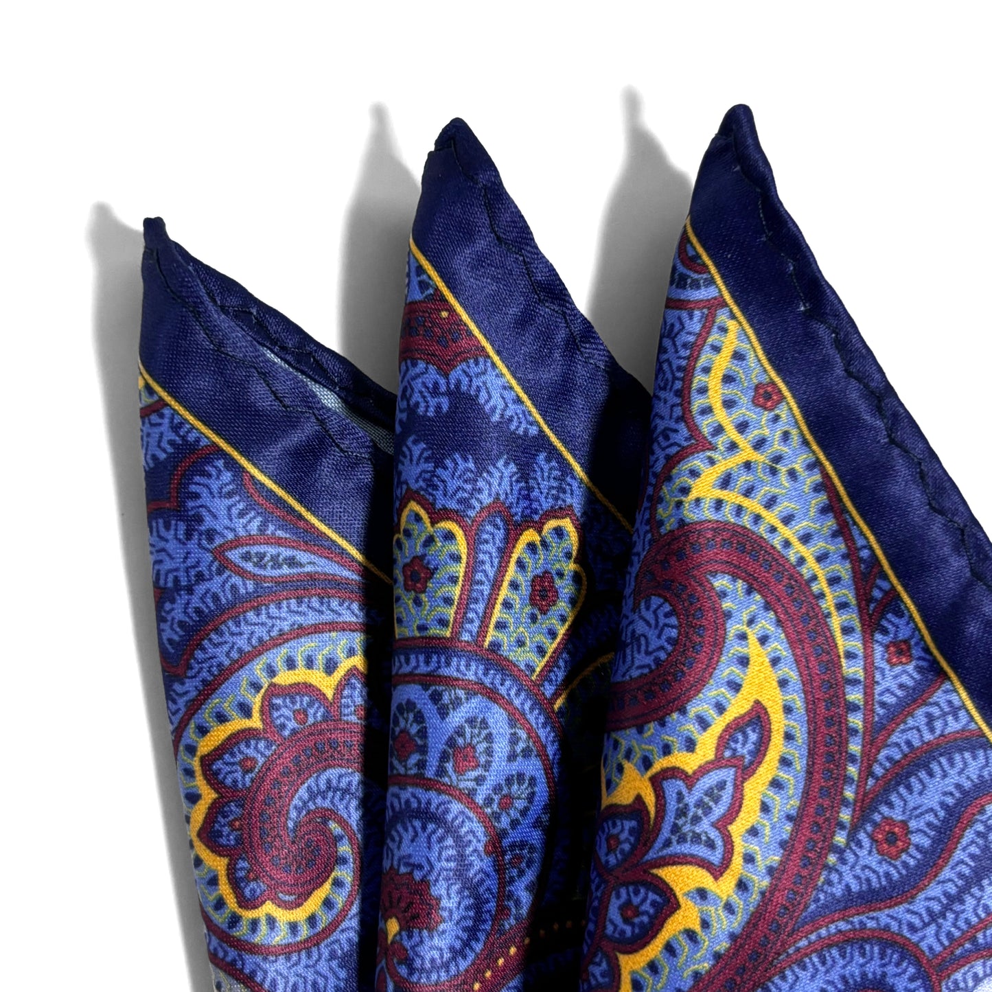 Indigo & Yellow Paisley Pocket Square