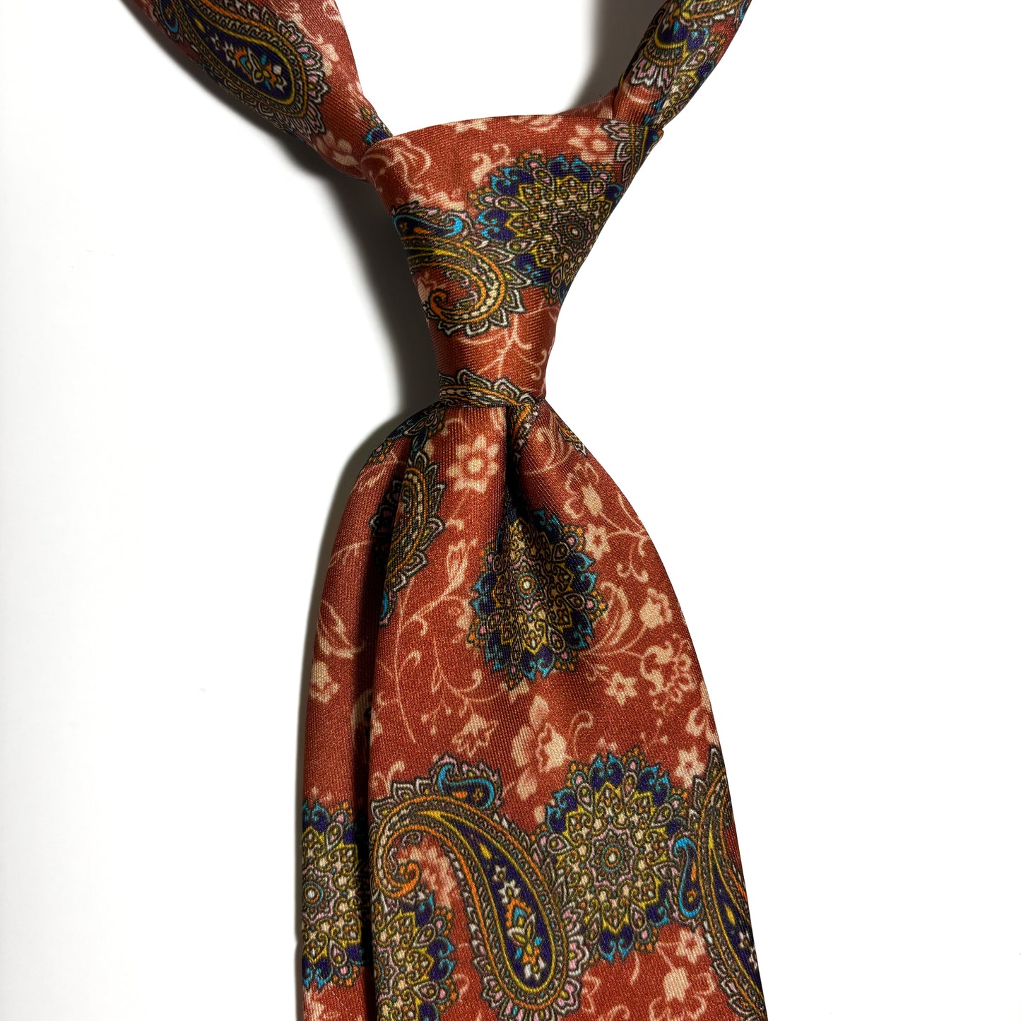 Wide Burnt Orange Paisley Printed Tie