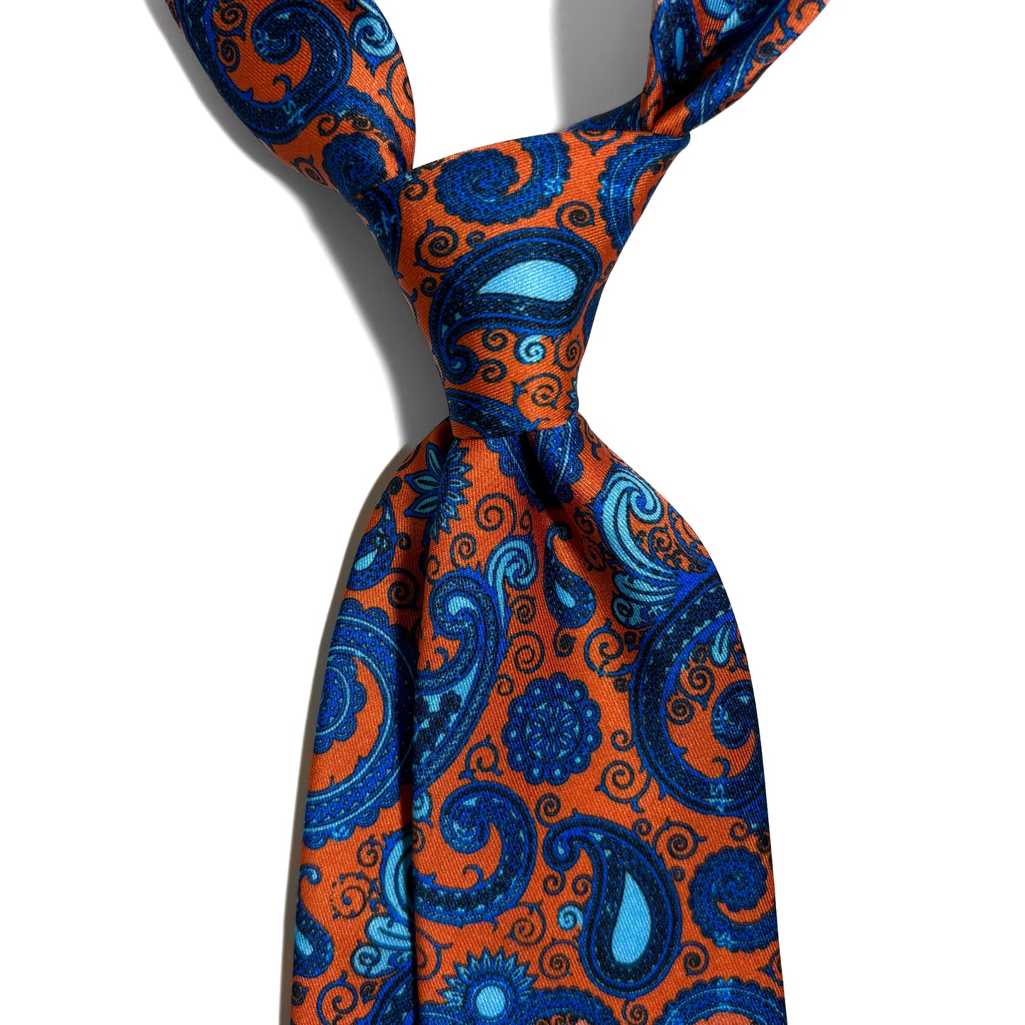 Orange & Blue Paisley Printed Tie