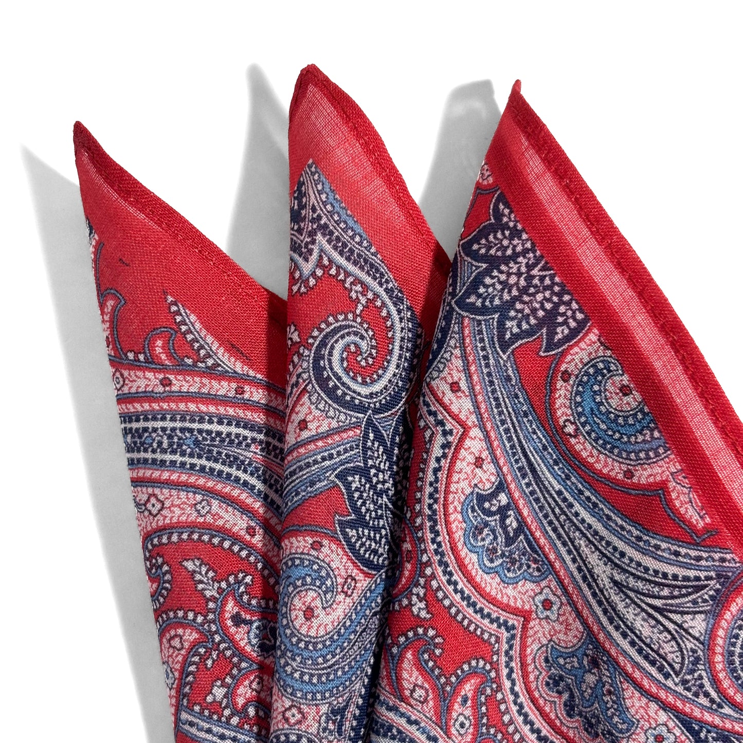 Coral Red Paisley Ramie Pocket Square