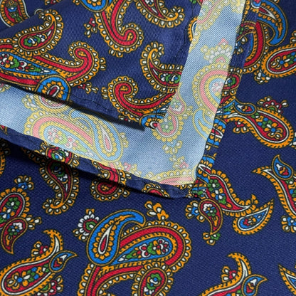 Navy Blue Paisley Pocket Square