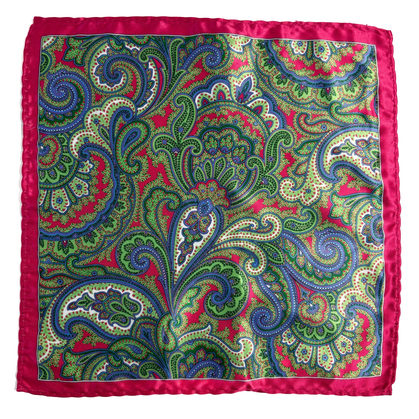 Magenta & Green Paisley Pocket Square