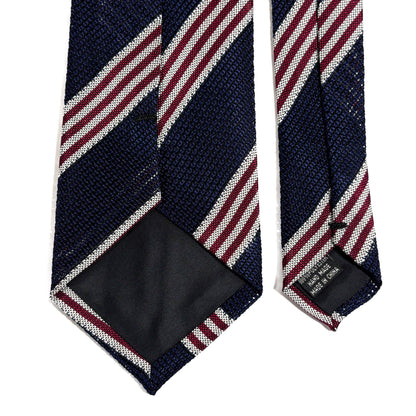 Navy Blue Striped Grenadine Tie - Handmade